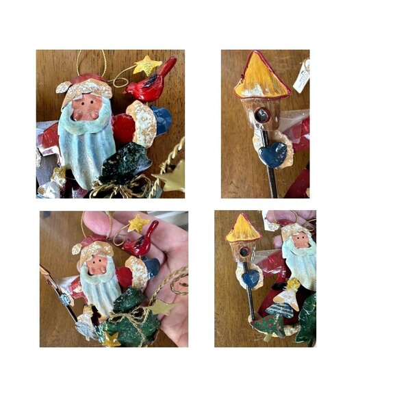 NWT VTG  Kurt Adler Santa Cardinal Birdhouse Christmas Tree Ornament Met… - Picture 8 of 12